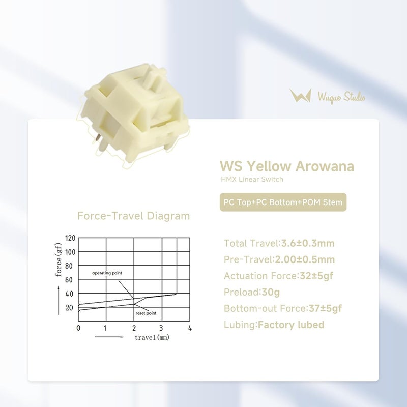 MELETRIX WS Arowana Yellow Mechanical Keyboard Switches, 35Pcs HMX Linear Switches Pre Lubed 5 Pins 32gf Key Switch for Mechanical Gaming Keyboard (Yellow) - Image 2